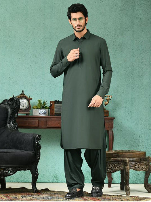 Maryland Cotton Sutton Unstitched Suit For Men-Steel Green-RT2446