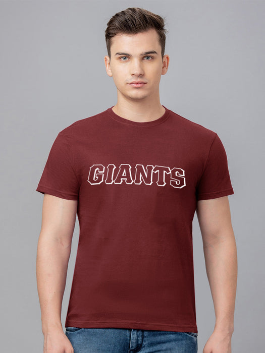 47 Single Jersey Crew Neck Tee Shirt For Men-Maroon with Print-RT2396