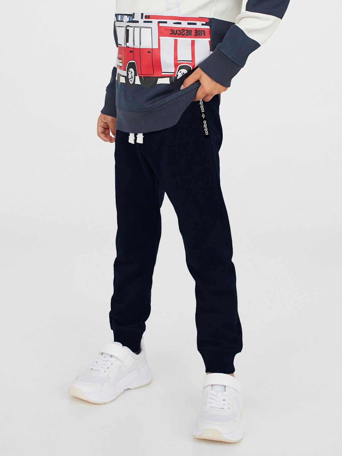 ADS Fleece Slim Fit Jogger Trouser For Kids-Dark Navy-Rt2168