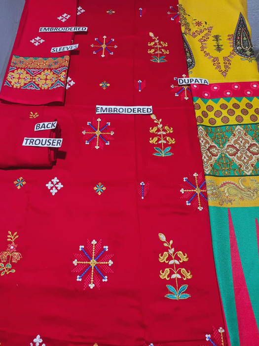 Batik, Unstitched 3 Piece Embroidered Winter Shawl Suit-BR239
