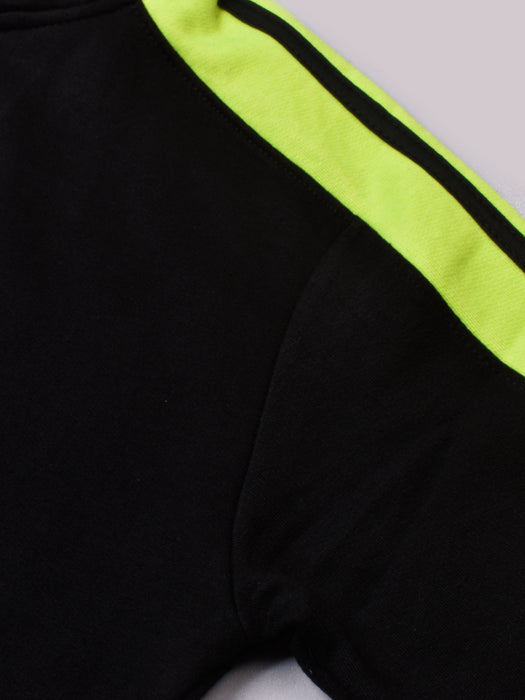 Louis Vicaci Fleece Zipper Tracksuit For Ladies-Black with Parrot Stripe-BR368