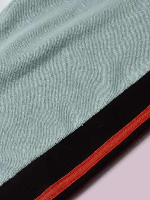 Louis Vicaci Fleece Zipper Tracksuit For Ladies-Bond Blue with Black Stripe-BR369