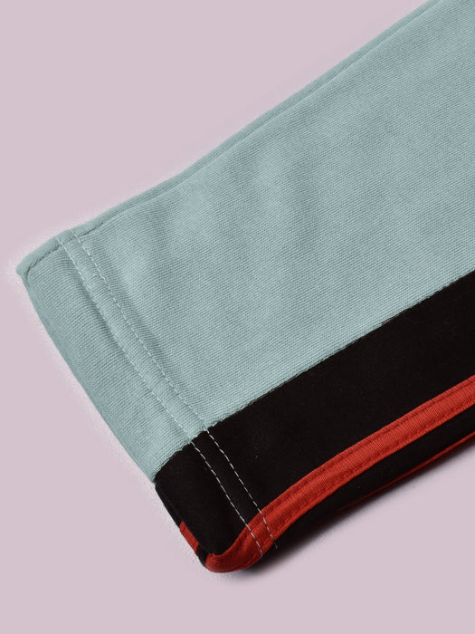 Louis Vicaci Fleece Zipper Tracksuit For Ladies-Bond Blue with Black Stripe-BR369