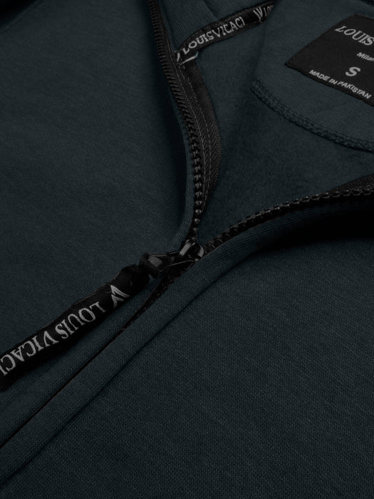 Louis Vicaci Zipper Fleece Mock Neck Jacket For Men-Navy Melange-RT2302