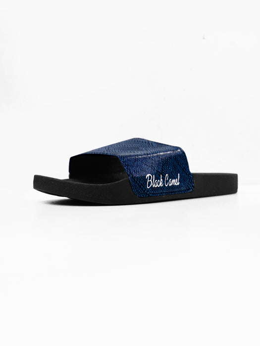 Black Camel Stylish Dumfries Textured Design Soft Slides-Blue-RT257