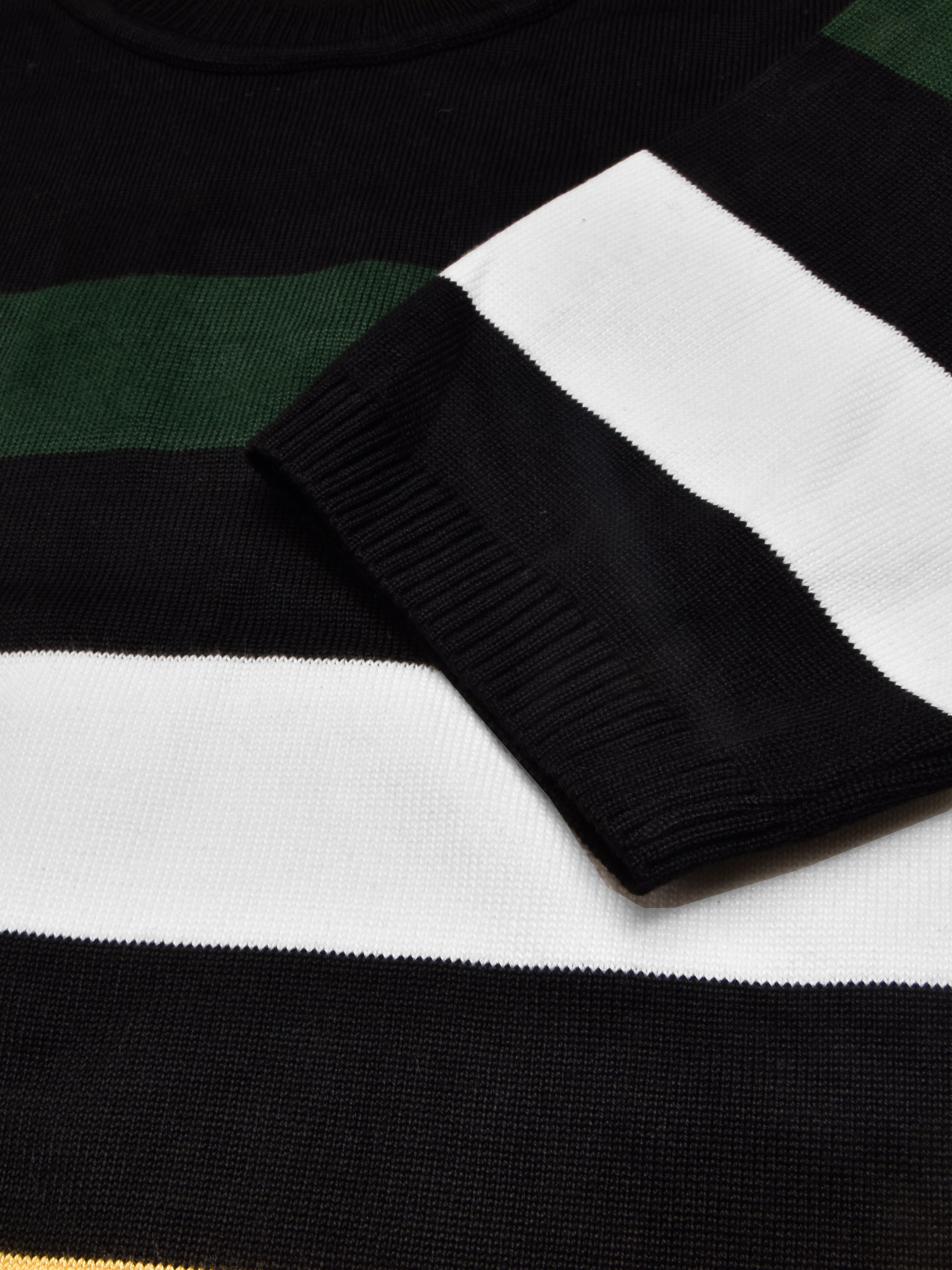 Full Fashion Short Sleeve Crew Neck Sweater For Men-Black With Stripes-RT2242