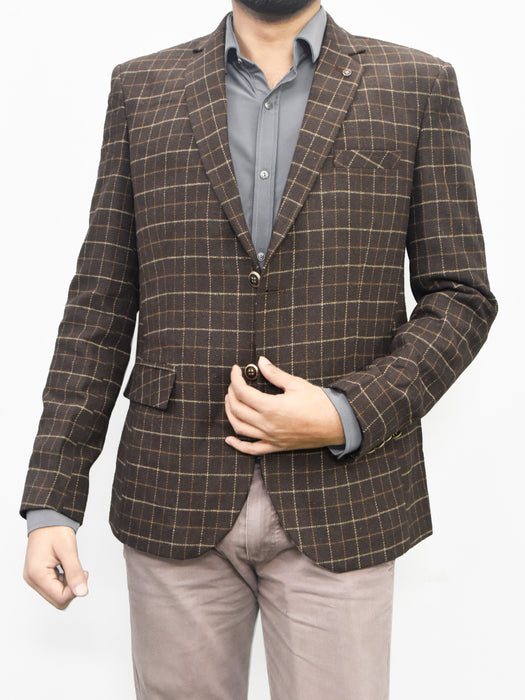 Oxen Premium Regular Fit Checked Blazer For Men-BR14284