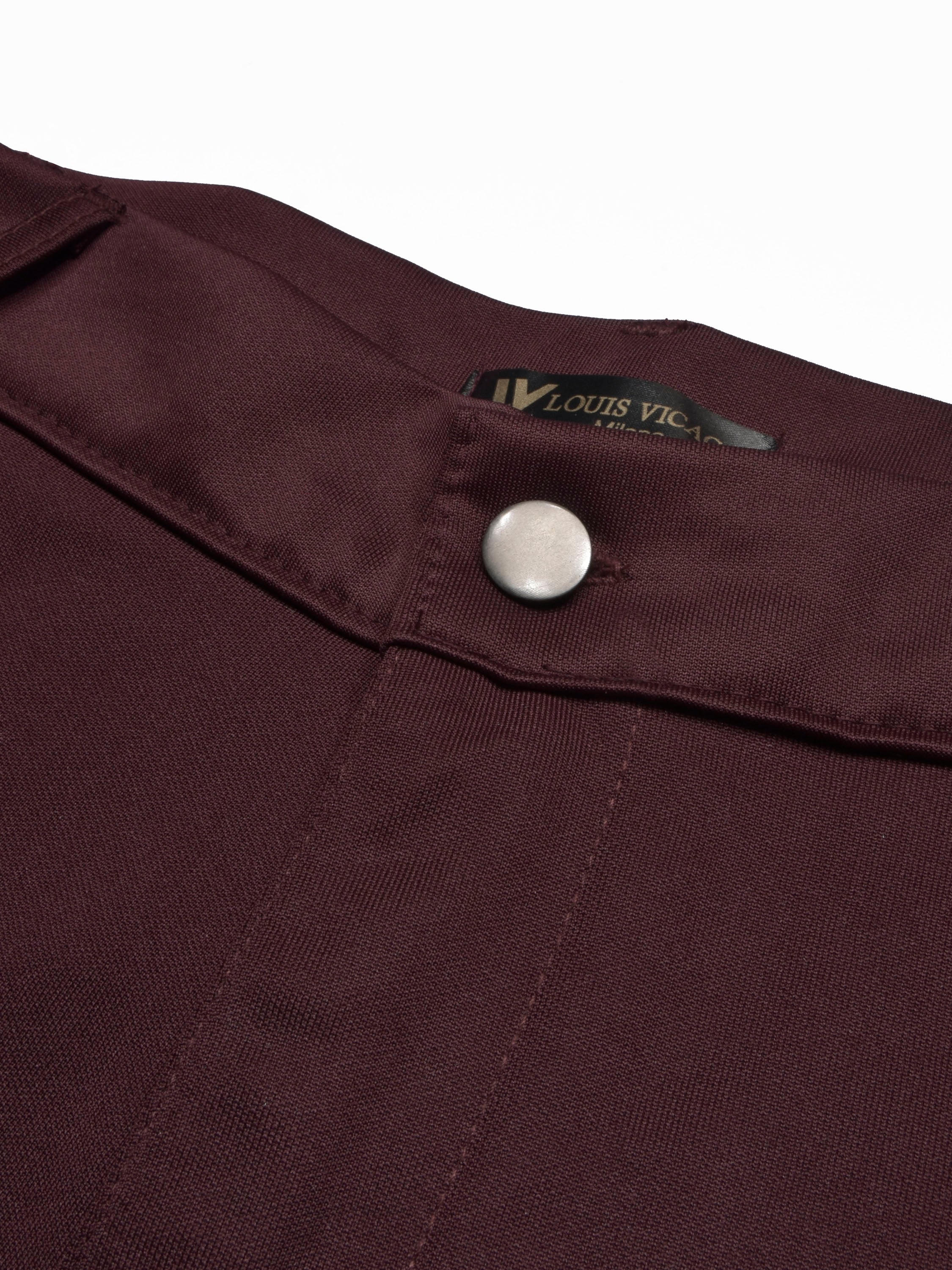 Louis Vicaci Interlock Stretchy Slim Fit Pent For Men-Maroon-RT2438