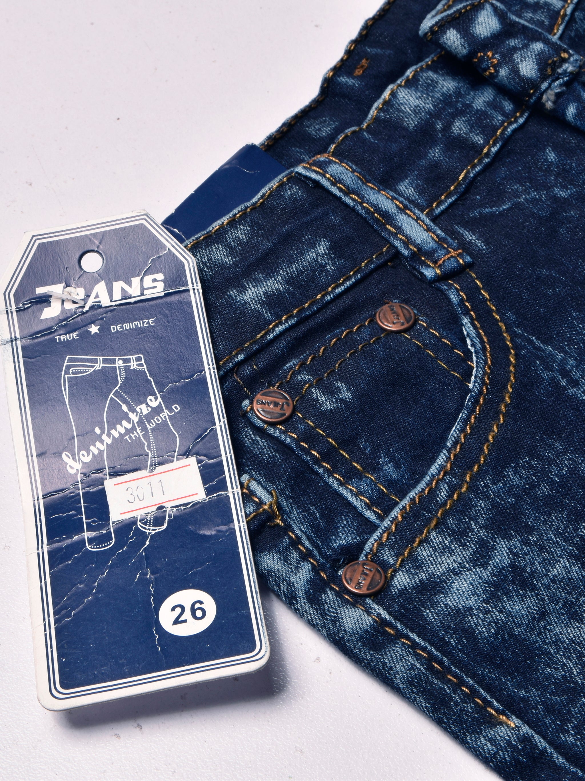 Denimize Stylish Slim Fit Denim For Kids-Dark Blue Faded-RT988