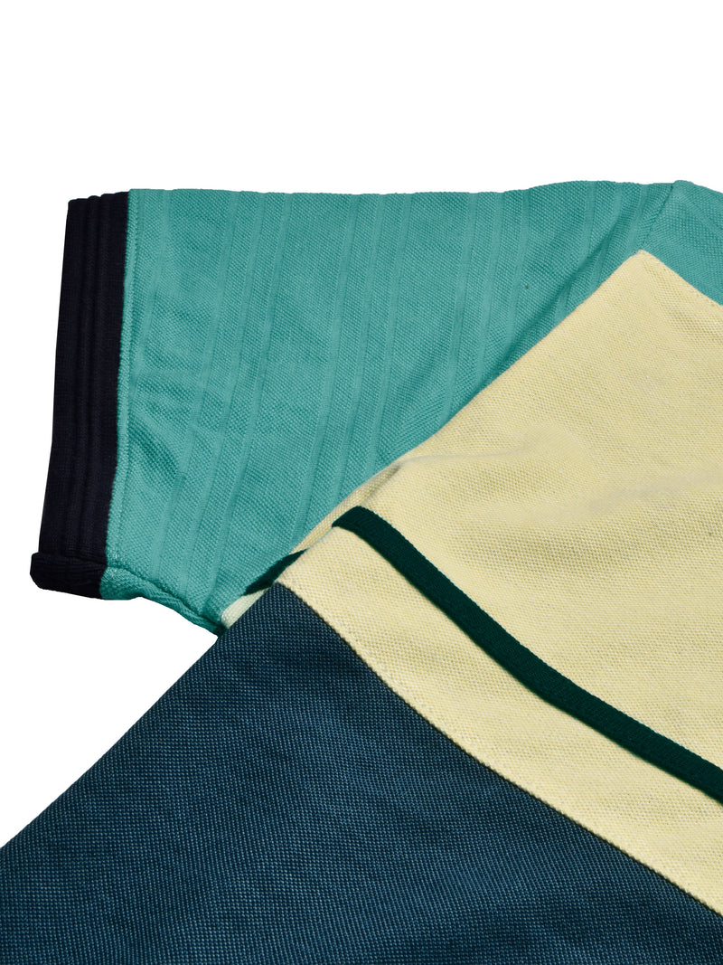 Summer Polo Shirt For Men-Navy Melange with Yellow & Cyan Green-RT2384