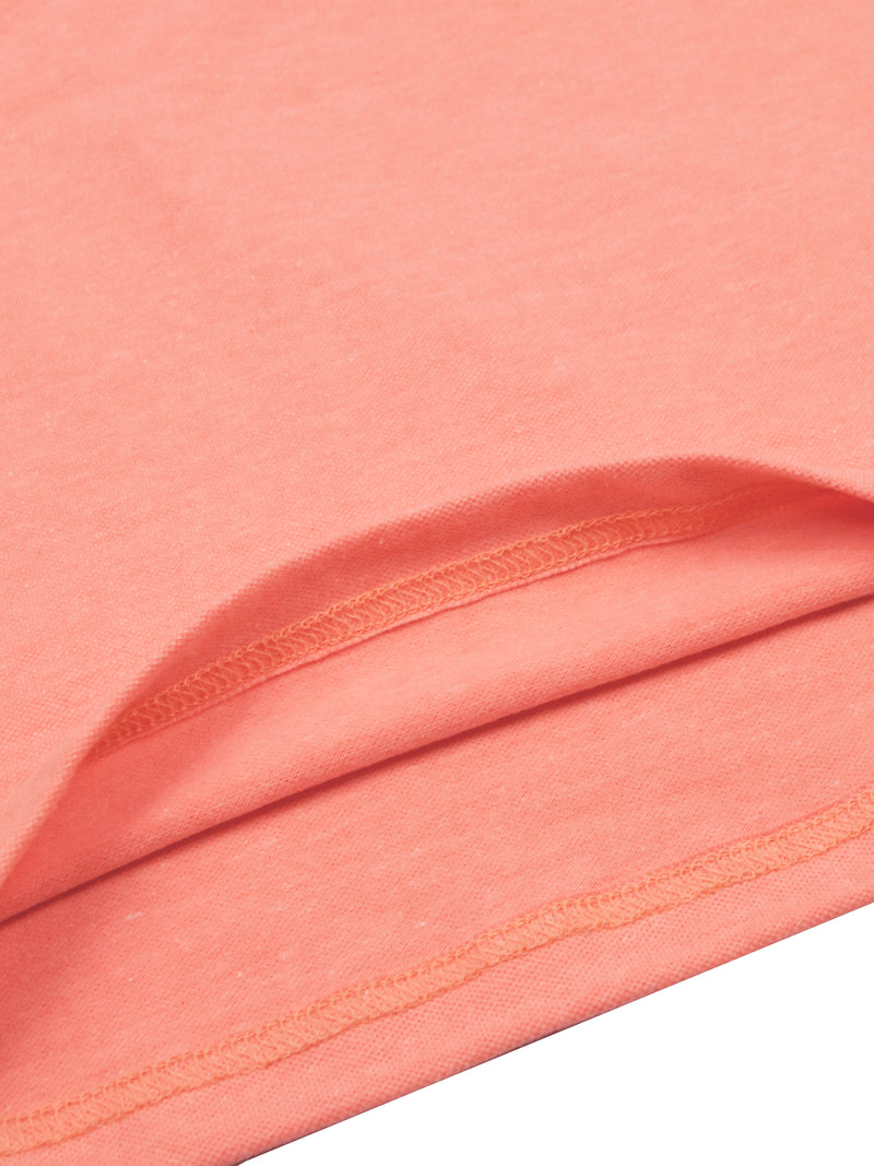 HB Summer P.Q Polo Shirt For Kids-Light Coral Melange With Dark Orange Stripes-RT275