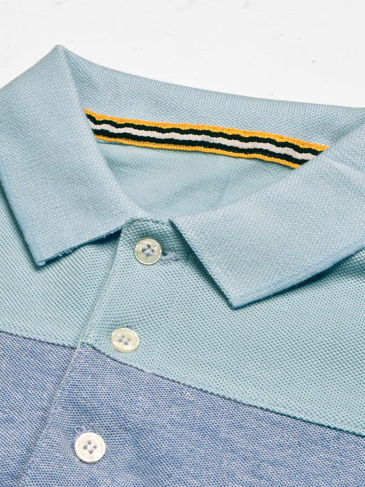 Summer P.Q Polo Shirt For Men-Sky Blue with Navy & Pink Stripes-RT2329
