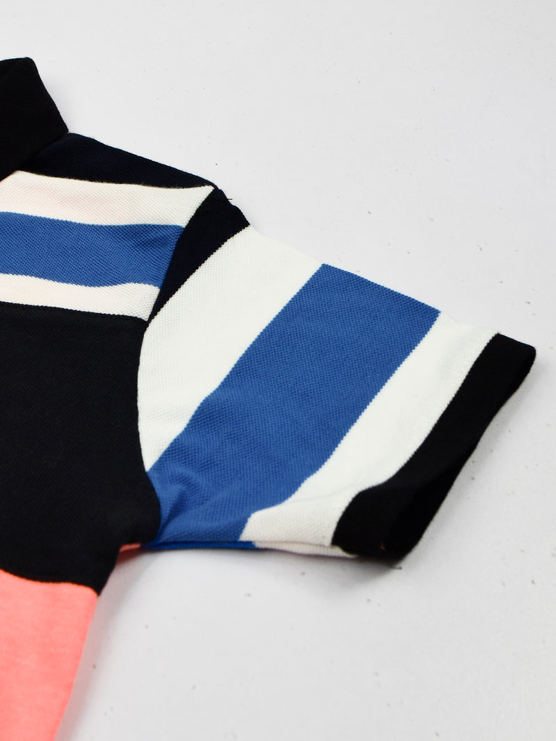 HB Summer P.Q Polo Shirt For Kids-Light Coral Melange With Blue Stripes-RT274