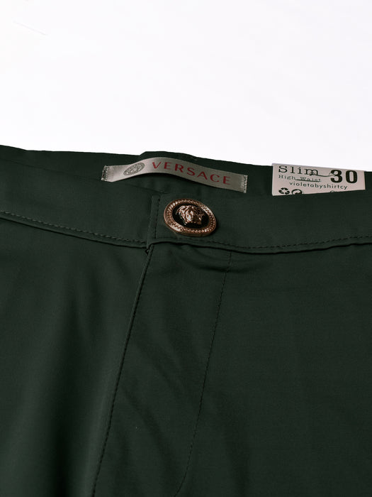 Versace Super Stretchy Slim Fit Lycra Pent For Men-Dark Forest Green-BR15801