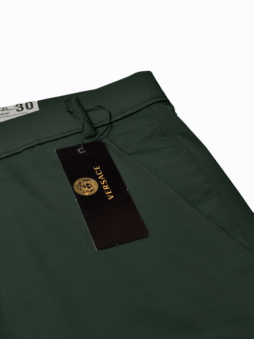 Versace Super Stretchy Slim Fit Lycra Pent For Men-Dark Forest Green-BR15801