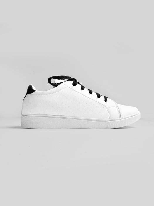 R-One Faux Leather Sneakers For Men-White-RT1018