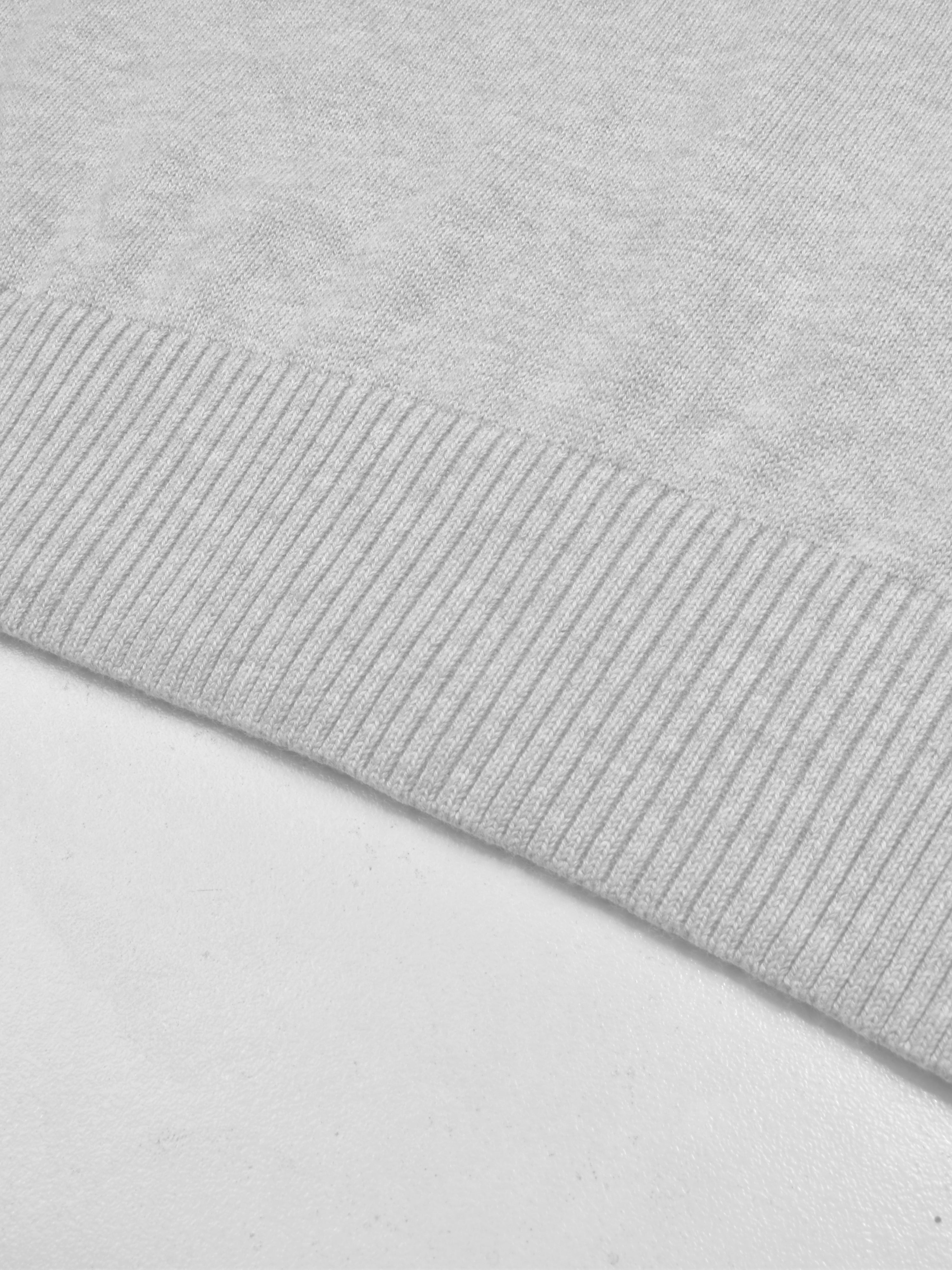 Full Fashion Crew Neck Wool Sweater For Men-Grey Melange-RT2252