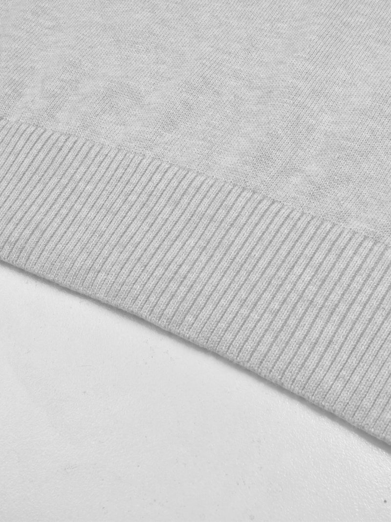 Full Fashion Crew Neck Wool Sweater For Men-Grey Melange-RT2252