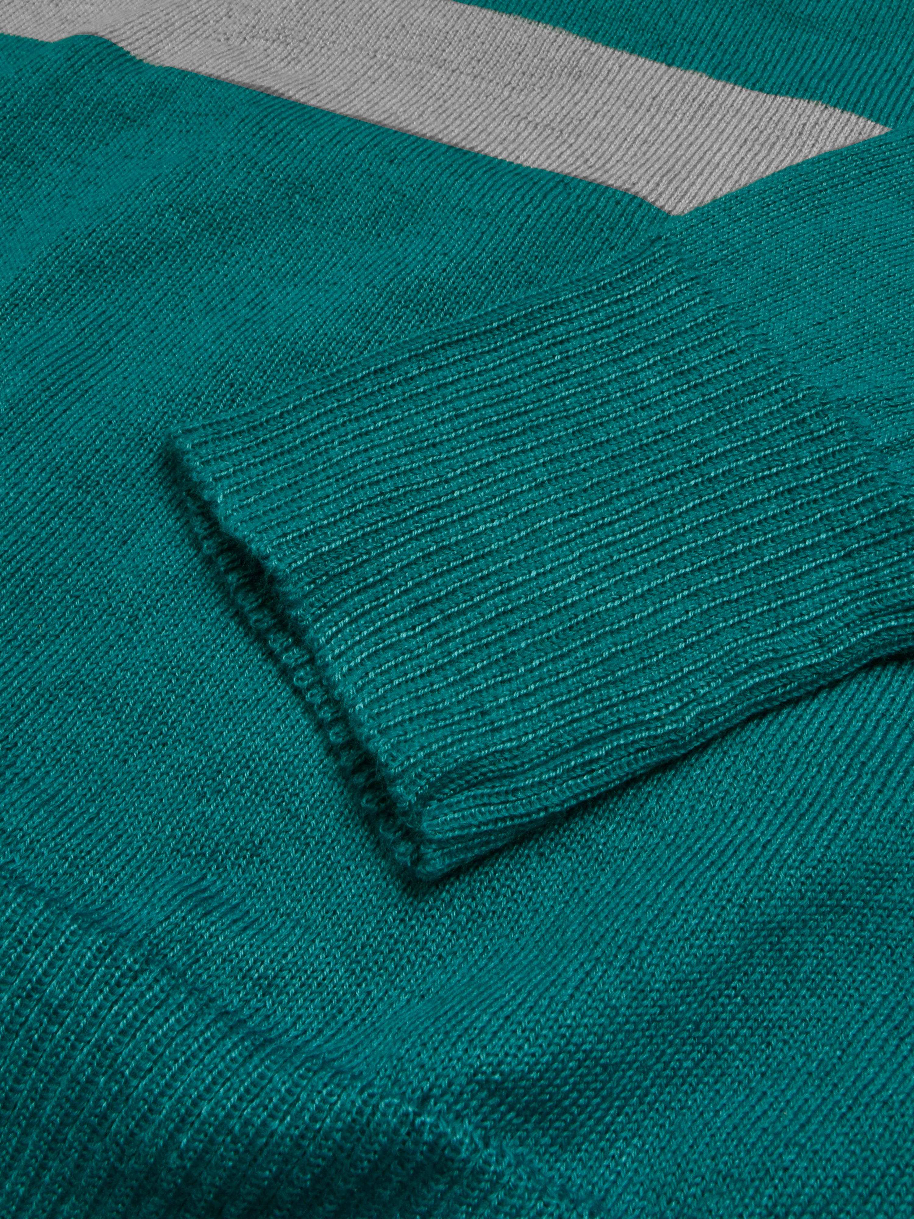 Sixteen Fashion Wool Crew Neck Sweater For Women-Cyan With Stripes-RT2253