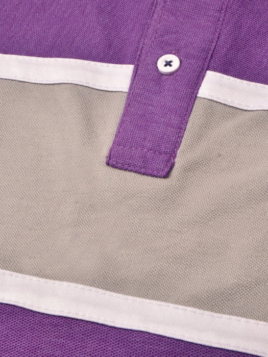 Louis Vicaci P.Q Long Sleeve Henley Shirt For Men-Purple Melange with Grey Panel-RT2427