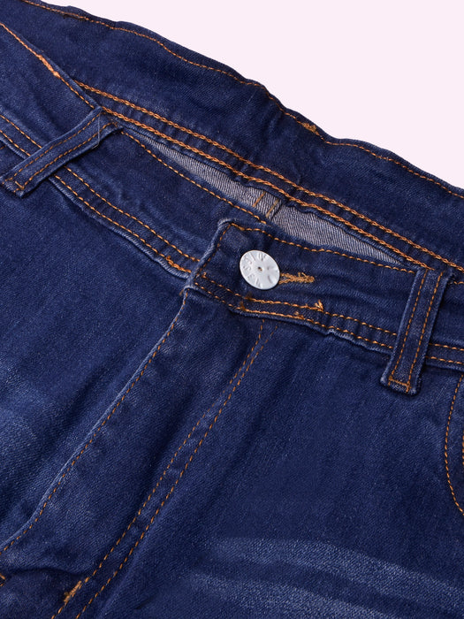 Full Fashion Jeans Faded Stretch Denim For Men-Blue-BR181