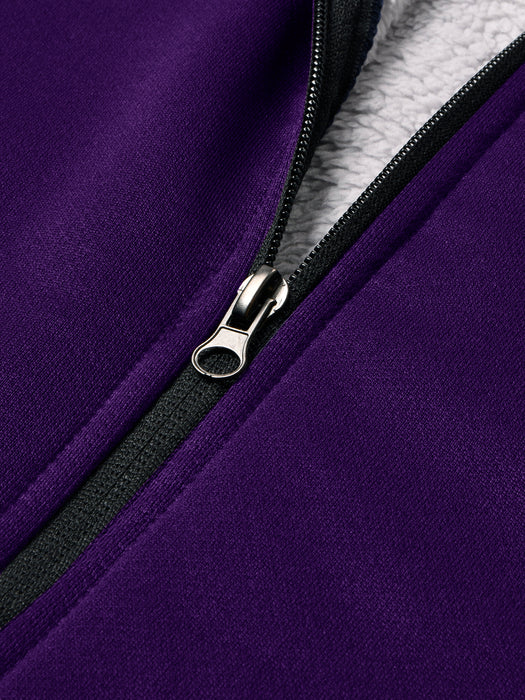 Premium Active Wear Zipper Fur Bomber Jacket For Women-Purple-RT1110