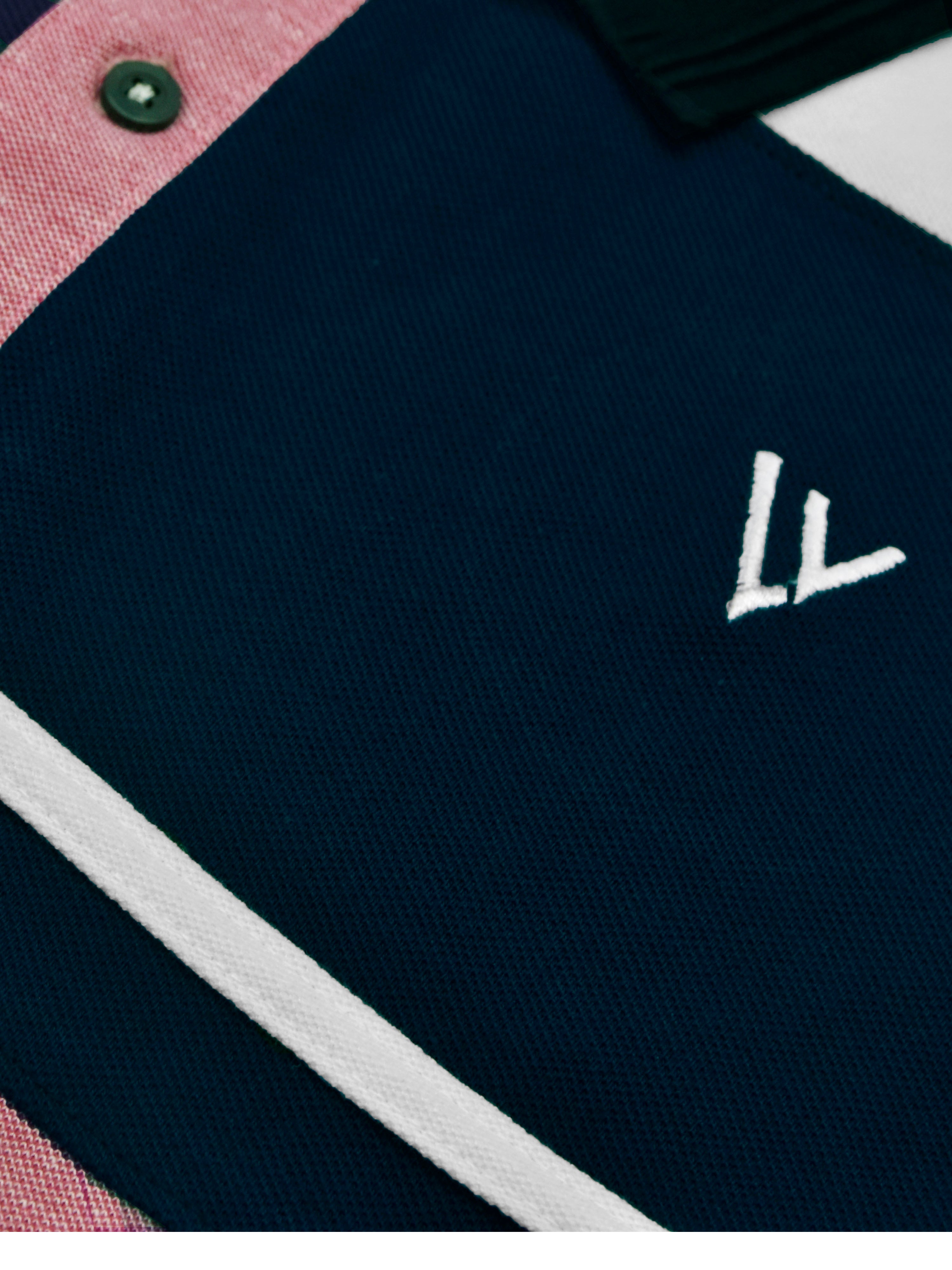 Summer Polo Shirt For Men-Dark Pink Melange with Navy & White-RT06