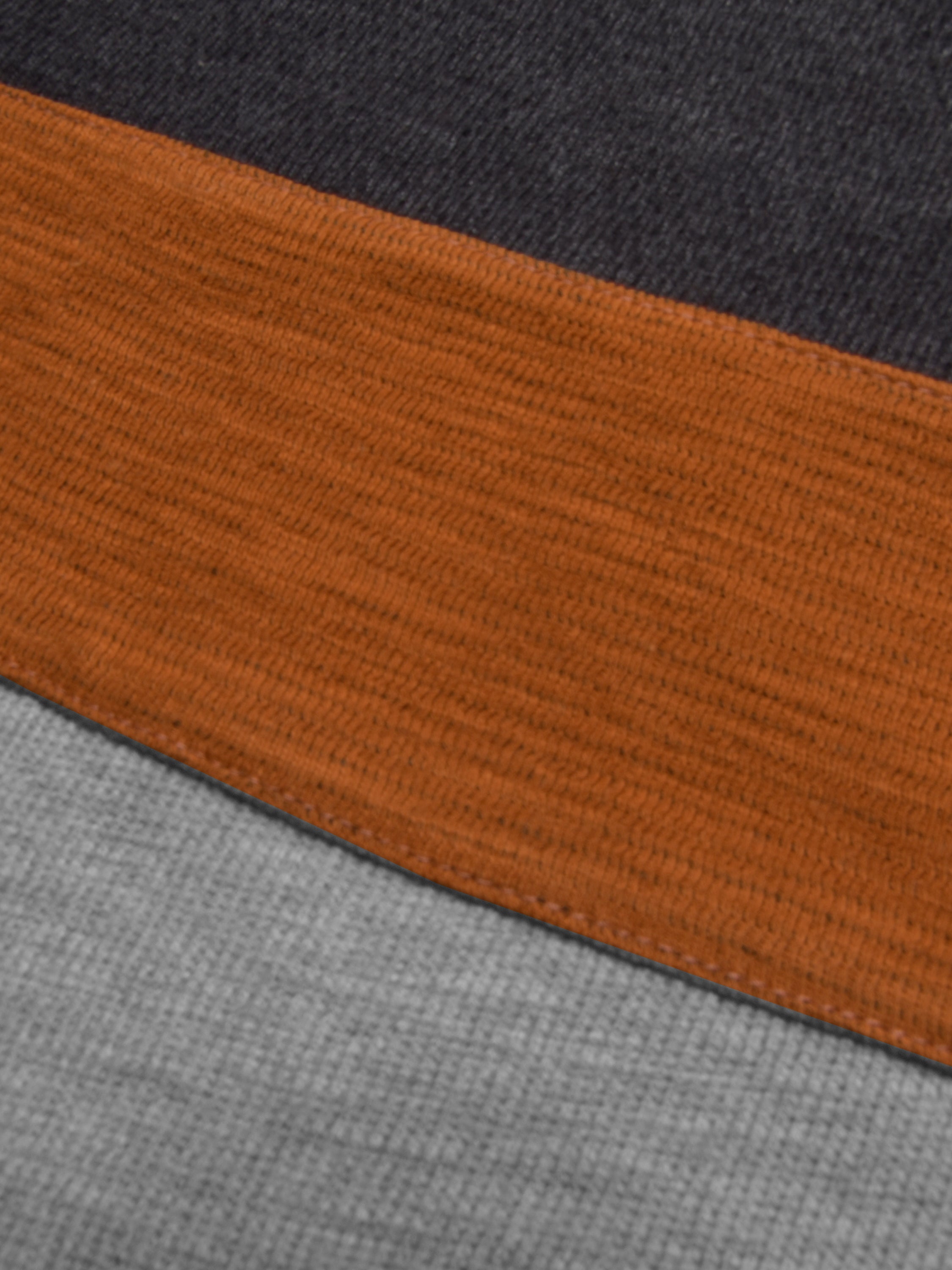 LV Crew Neck Long Sleeve Thermal Tee Shirt For Kids-Black with Orange & Grey-RT2422