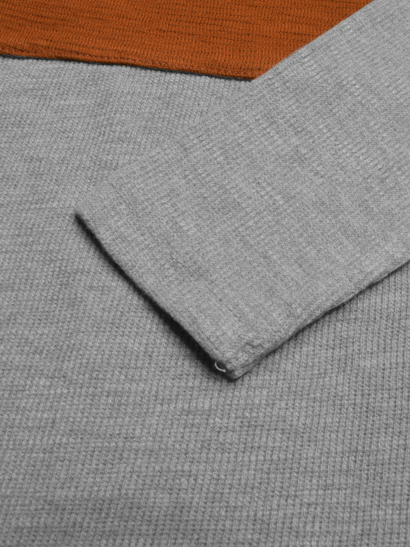 LV Crew Neck Long Sleeve Thermal Tee Shirt For Kids-Black with Orange & Grey-RT2422