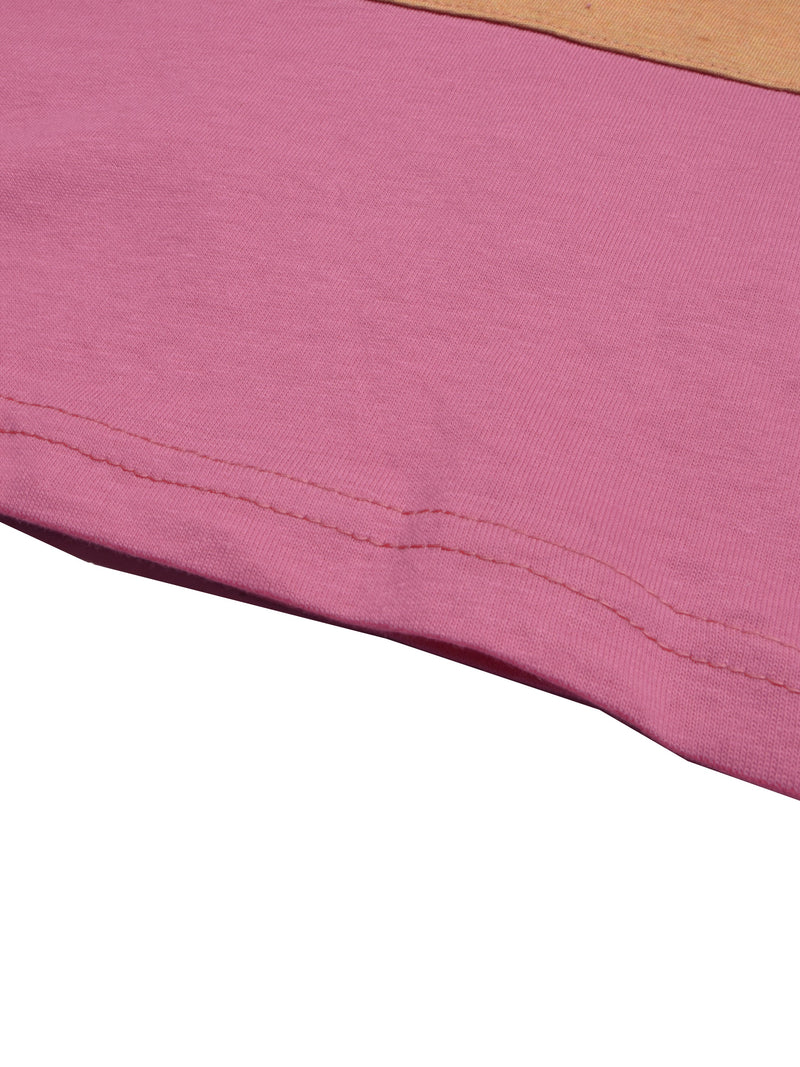 HB Crew Neck Long Sleeve Single Jersey Tee Shirt For Kids-Pink with Stripes-RT2419
