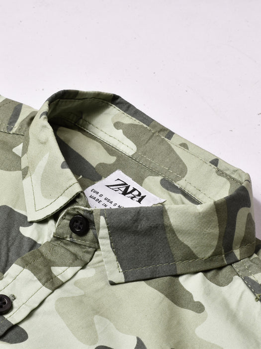 ZARA Premium Long Sleeve Slim Fit Casual Shirt For Men-Allover Camo Print-HZM105
