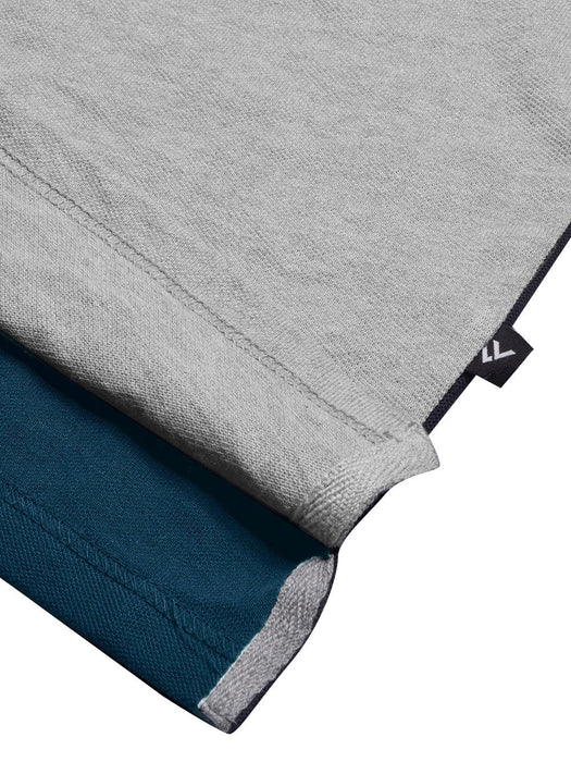 LV Summer Polo Shirt For Men-Grey Melange with Ocean Blue Panel-RT2359