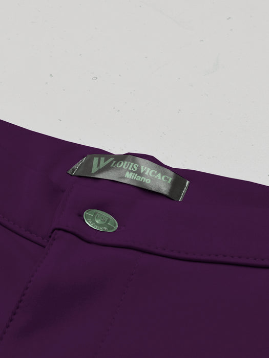 Louis Vicaci Super Stretchy Slim Fit Lycra Pent For Men-Purple-RT1902