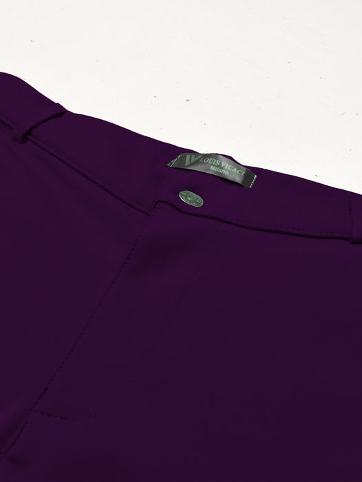 Louis Vicaci Interlock Stretchy Slim Fit Lycra Pent For Men-Purple-RT1902