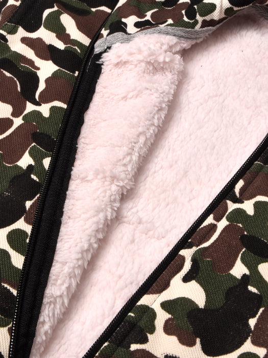 Louis Vicaci Fur Zipper Mock Neck Jacket For Men-Camouflage-RT2107
