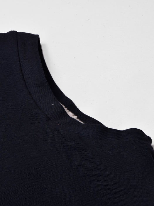 Louis Vicaci Fur Sleeveless Zipper Mock Neck Jacket For Men-Dark Navy-RT1163