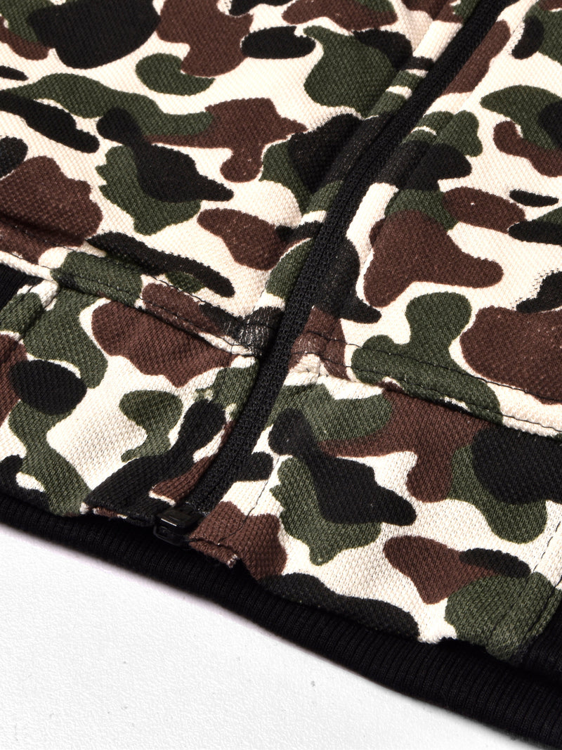 Louis Vicaci Fur Zipper Mock Neck Jacket For Men-Camouflage-RT2107