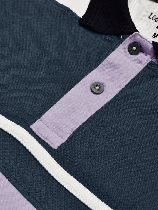 LV Summer Polo Shirt For Men-purple with Light Navy & Off White-RT2380