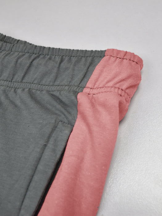 Summer Single Jersey Slim Fit Trouser For Men-Grey With Light Pink Stripes-RT2103