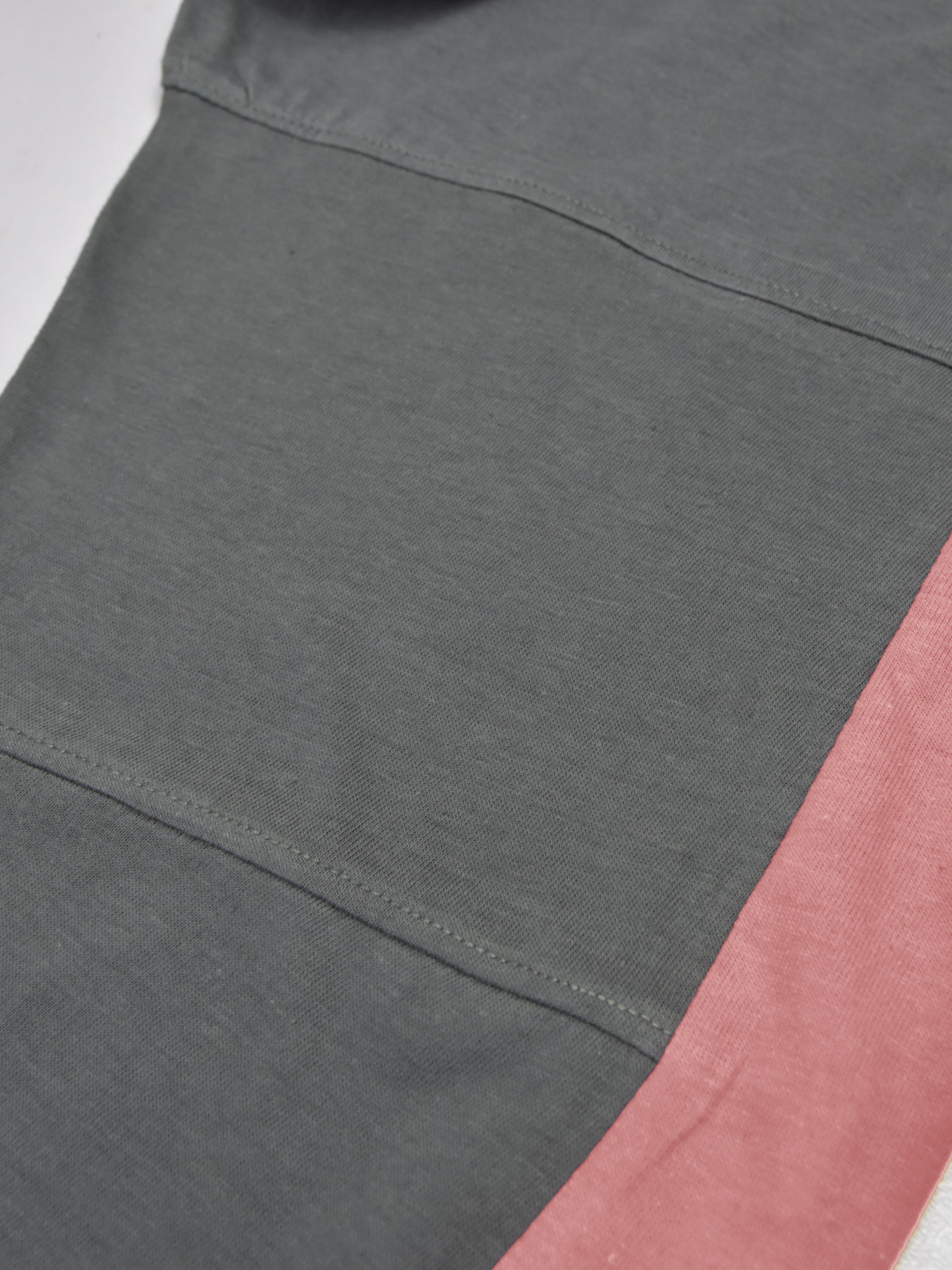 Summer Single Jersey Slim Fit Trouser For Men-Grey With Light Pink Stripes-RT2103