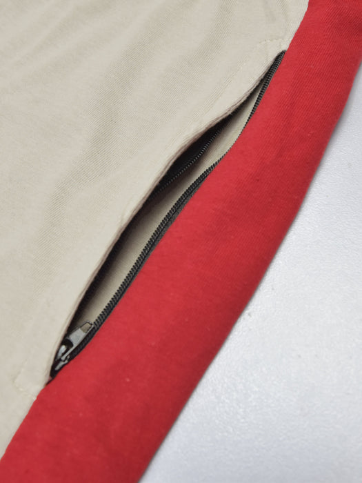 Summer Single Jersey Slim Fit Trouser For Men-Wheat With Red Stripe-RT2095
