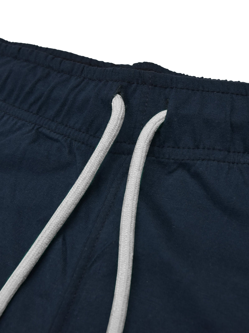 Summer Single Jersey Slim Fit Trouser For Men-Navy With Baby Pink Stripes-RT107