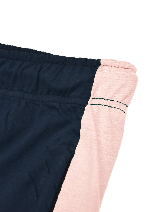 Summer Single Jersey Slim Fit Trouser For Men-Navy With Baby Pink Stripes-RT107