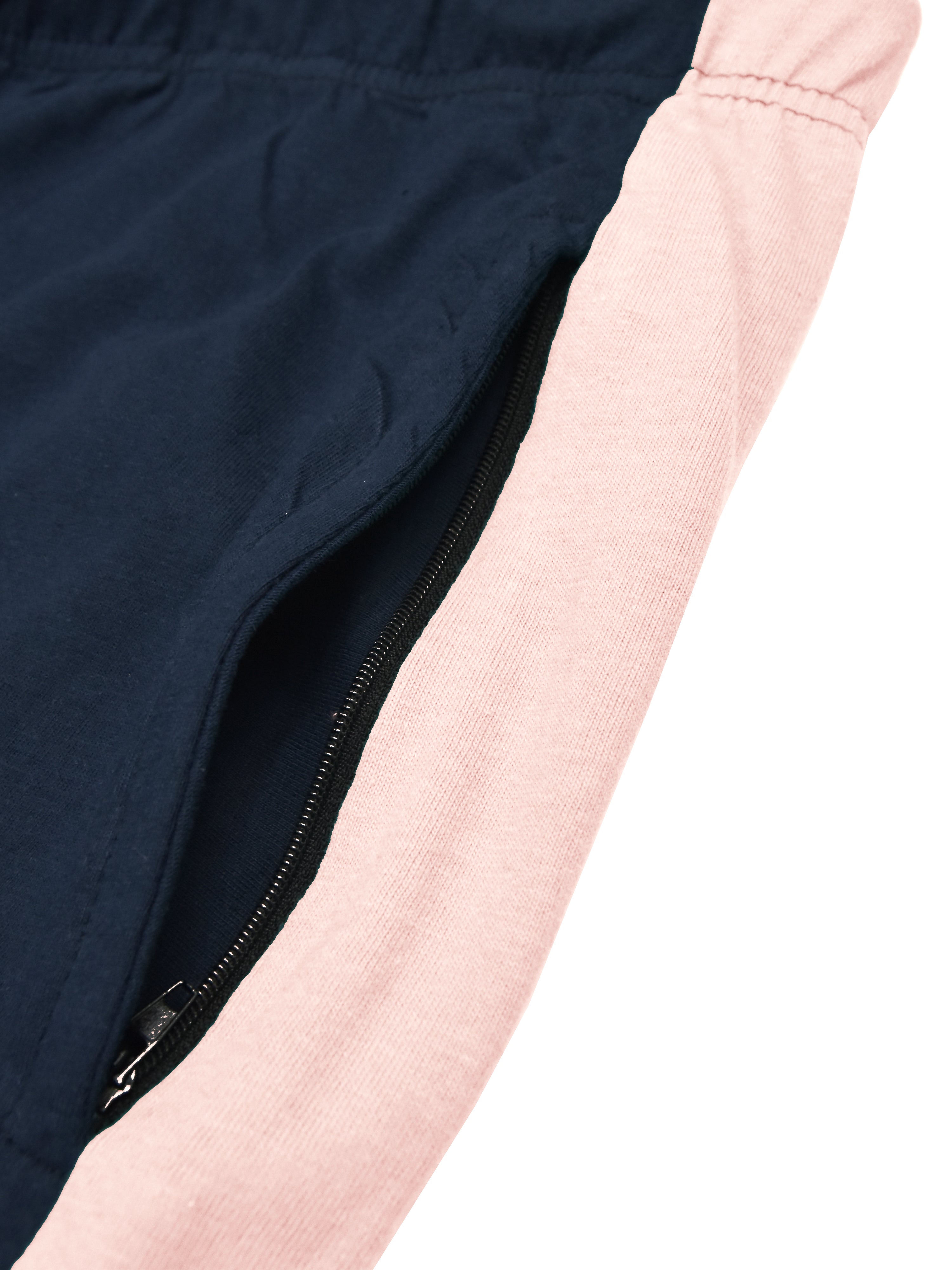 Summer Single Jersey Slim Fit Trouser For Men-Navy With Baby Pink Stripes-RT107