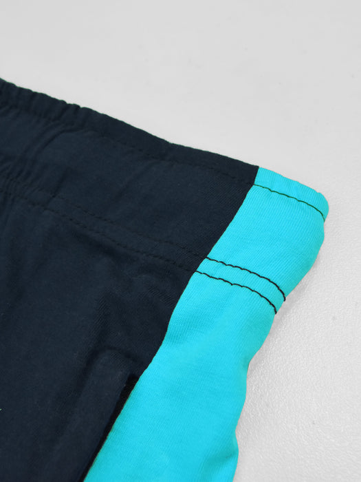 Summer Single Jersey Slim Fit Trouser For Men-Navy With Cyan Stripes-RT2097
