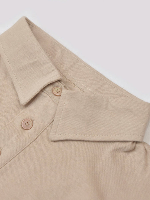 U.S.P.A Long Sleeve Polo Shirt For Men-Wheat & Navy-SP6436