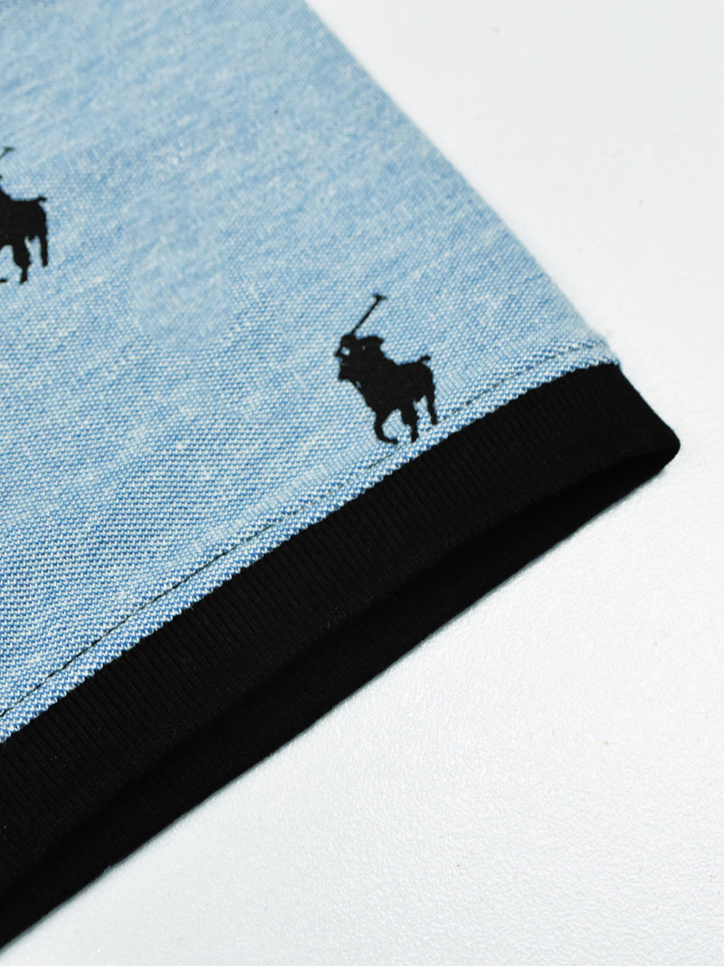Summer Polo Shirt For Men-Sky Blue Melange-RT45