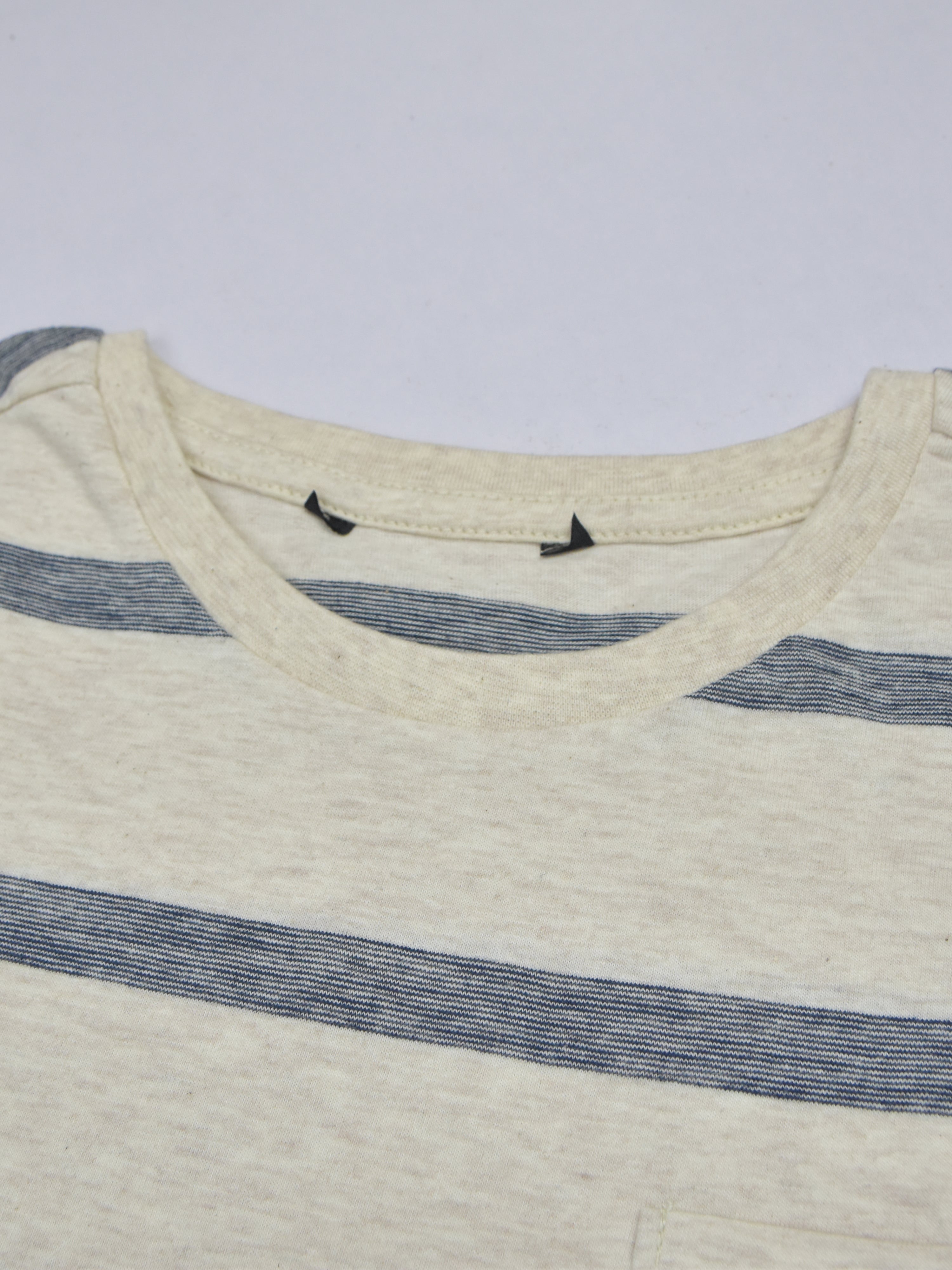 Maxx Crew Neck Long Sleeve Single Jersey Tee Shirt For Kids-Off White Melange With Stripes-RT2118