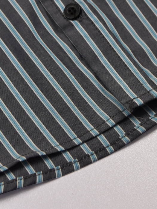 Oxen Nexoluce Premium Slim Fit Casual Shirt For Men-Blue & Dark Grey Lining-NA14233