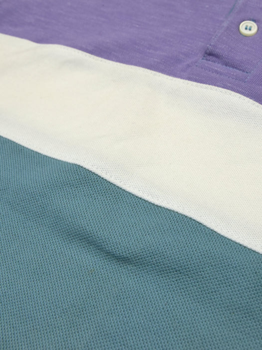 Summer Polo Shirt For Men-Bond Blue With Purple & White Stripes-RT753